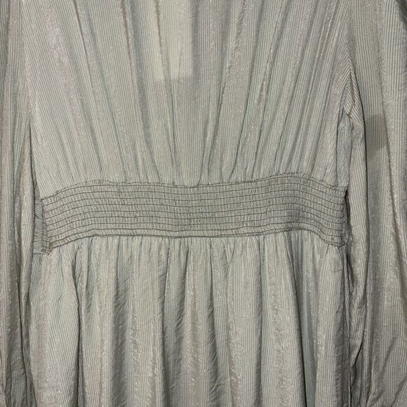 By The River NWT Mint Green Striped Dress Peasant Boho Size Medium Shimmery - Picture 15 of 16